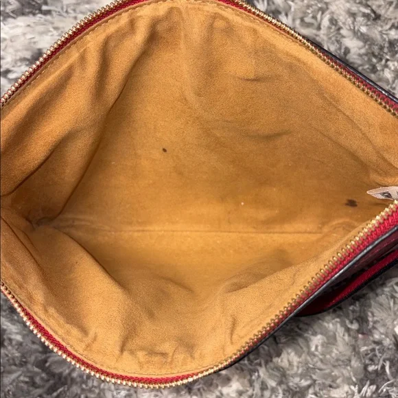 MCM Red Leather Logo-Print Wristlet - Picture 7 of 7